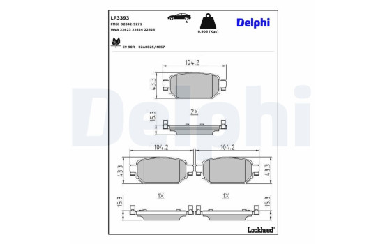 Brake Pad Set, disc brake LP3393 Delphi, Image 3