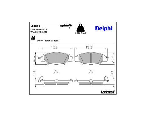 Brake Pad Set, disc brake LP3394 Delphi, Image 3