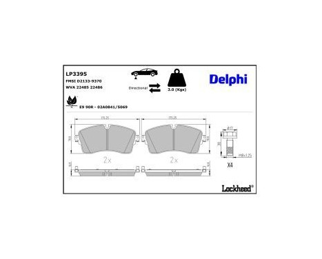 Brake Pad Set, disc brake LP3395 Delphi, Image 3