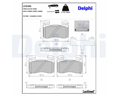 Brake Pad Set, disc brake LP3396 Delphi
