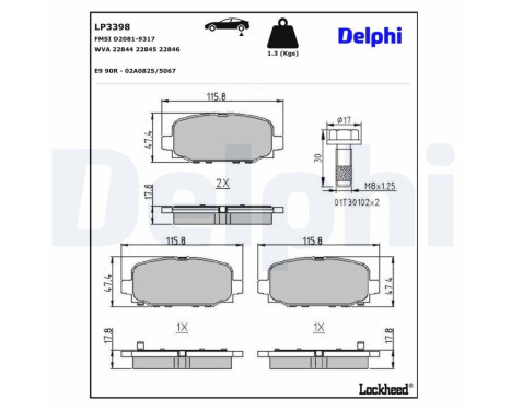 Brake Pad Set, disc brake LP3398 Delphi, Image 3