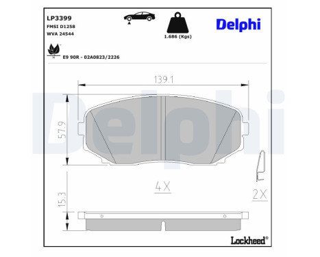 Brake Pad Set, disc brake LP3399 Delphi