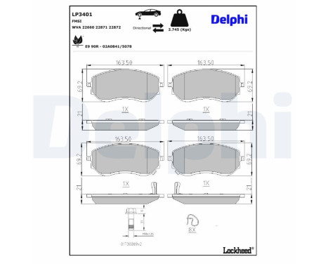 Brake Pad Set, disc brake LP3401 Delphi