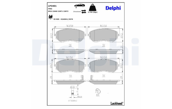 Brake Pad Set, disc brake LP3401 Delphi, Image 3