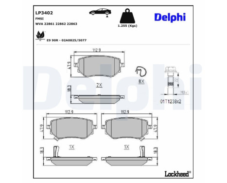 Brake Pad Set, disc brake LP3402 Delphi
