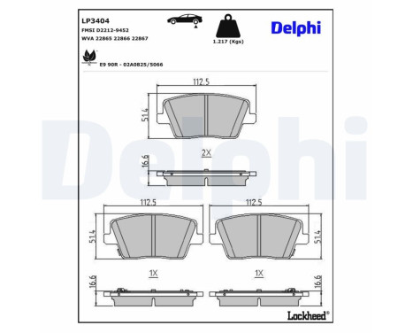 Brake Pad Set, disc brake LP3404 Delphi