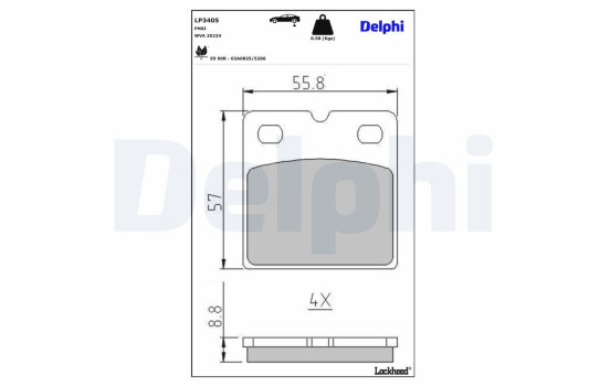 Brake Pad Set, disc brake LP3405 Delphi