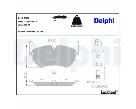 Brake Pad Set, disc brake LP3406 Delphi