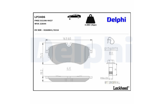 Brake Pad Set, disc brake LP3406 Delphi, Image 3