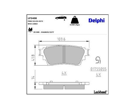Brake Pad Set, disc brake LP3408 Delphi, Image 3