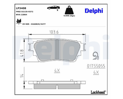 Brake Pad Set, disc brake LP3408 Delphi, Image 3