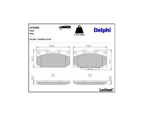 Brake Pad Set, disc brake LP3409 Delphi