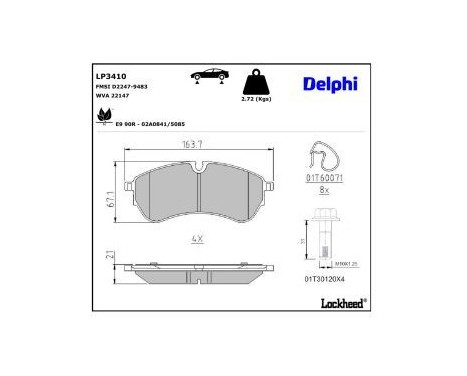 Brake Pad Set, disc brake LP3410 Delphi, Image 3
