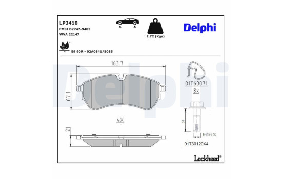 Brake Pad Set, disc brake LP3410 Delphi, Image 3