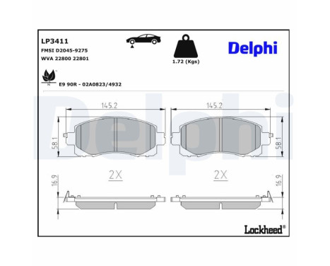 Brake Pad Set, disc brake LP3411 Delphi, Image 3