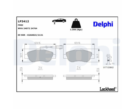 Brake Pad Set, disc brake LP3412 Delphi