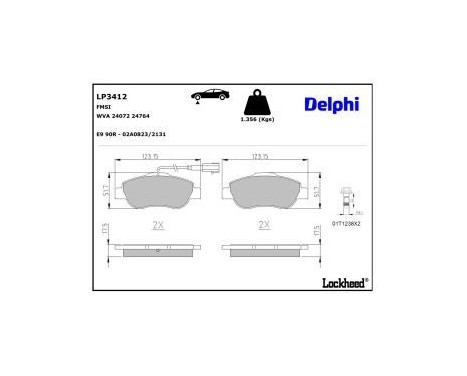 Brake Pad Set, disc brake LP3412 Delphi