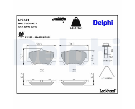 Brake Pad Set, disc brake LP3434 Delphi