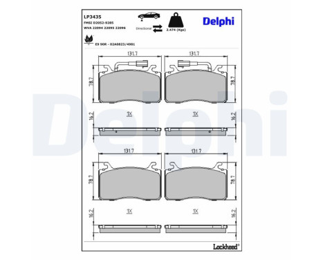 Brake Pad Set, disc brake LP3435 Delphi