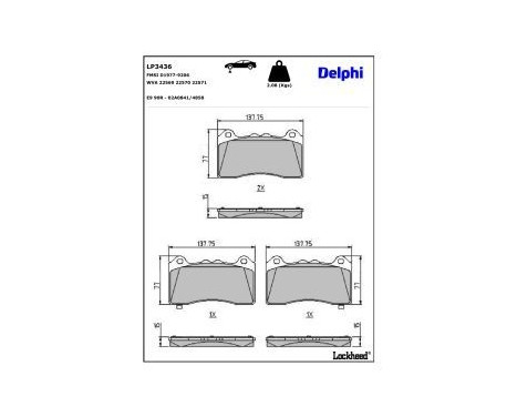 Brake Pad Set, disc brake LP3436 Delphi