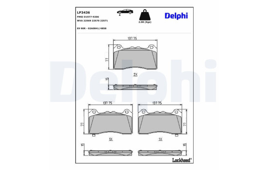 Brake Pad Set, disc brake LP3436 Delphi