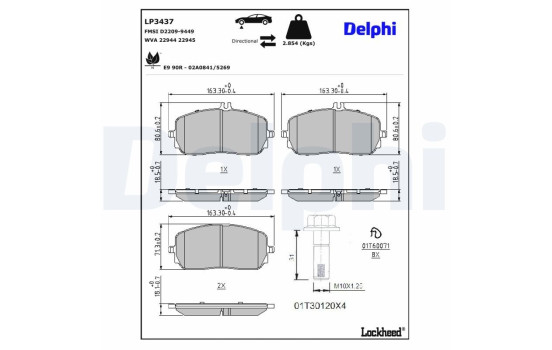 Brake Pad Set, disc brake LP3437 Delphi, Image 3