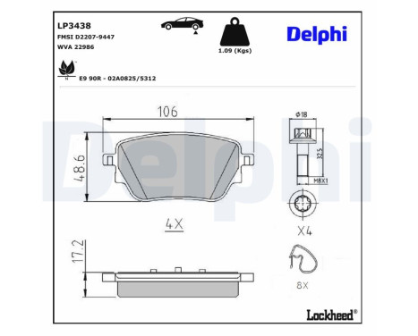 Brake Pad Set, disc brake LP3438 Delphi, Image 3