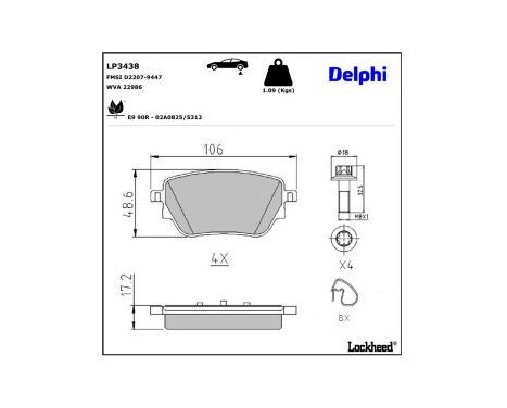 Brake Pad Set, disc brake LP3438 Delphi, Image 3