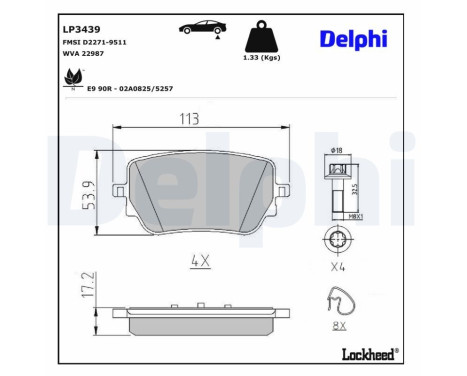 Brake Pad Set, disc brake LP3439 Delphi