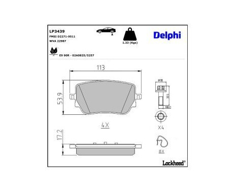 Brake Pad Set, disc brake LP3439 Delphi, Image 3
