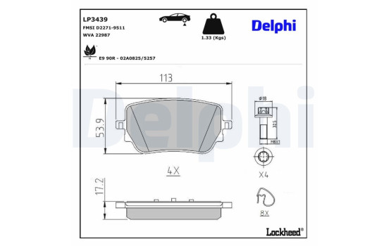 Brake Pad Set, disc brake LP3439 Delphi, Image 3