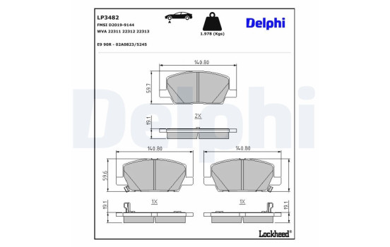 Brake Pad Set, disc brake LP3482 Delphi, Image 3