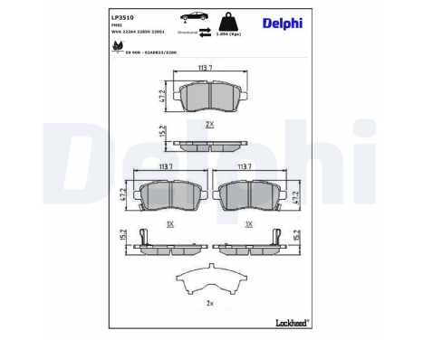 Brake Pad Set, disc brake LP3510 Delphi