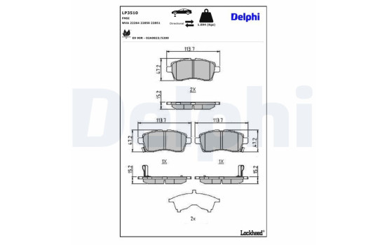 Brake Pad Set, disc brake LP3510 Delphi, Image 3