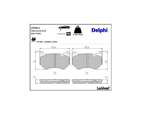Brake Pad Set, disc brake LP3511 Delphi