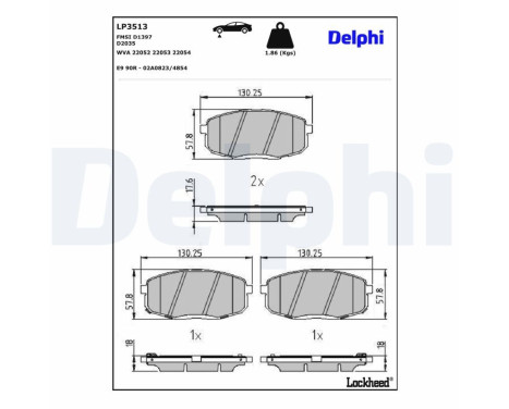 Brake Pad Set, disc brake LP3513 Delphi