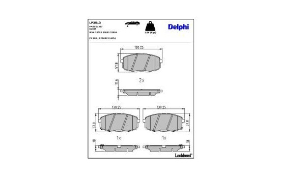 Brake Pad Set, disc brake LP3513 Delphi, Image 3