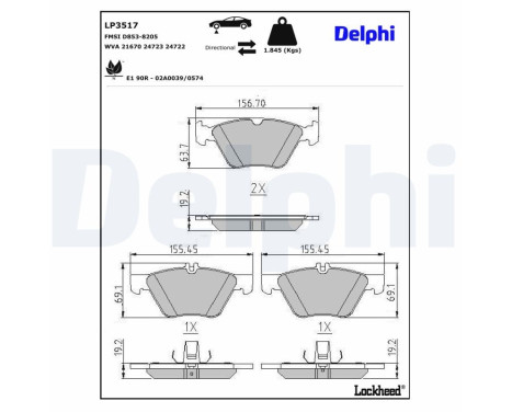 Brake Pad Set, disc brake LP3517 Delphi