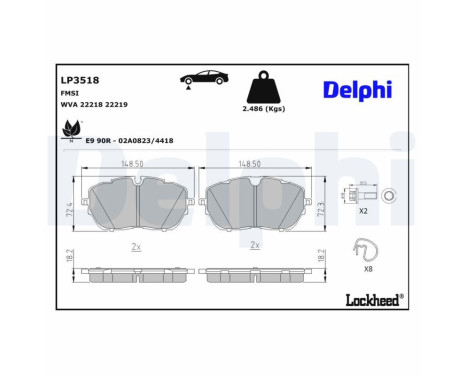 Brake Pad Set, disc brake LP3518 Delphi, Image 3