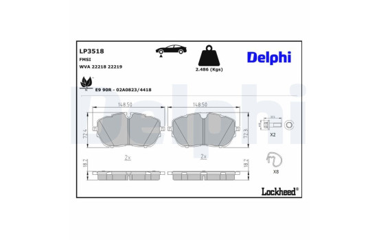 Brake Pad Set, disc brake LP3518 Delphi, Image 3