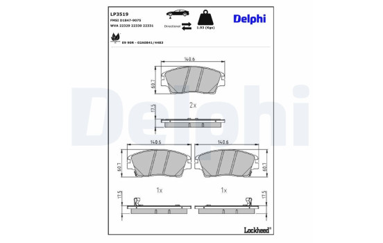 Brake Pad Set, disc brake LP3519 Delphi