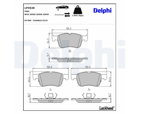 Brake Pad Set, disc brake LP3520 Delphi, Image 3