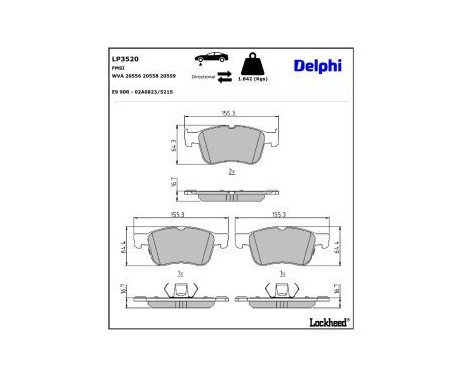 Brake Pad Set, disc brake LP3520 Delphi, Image 3
