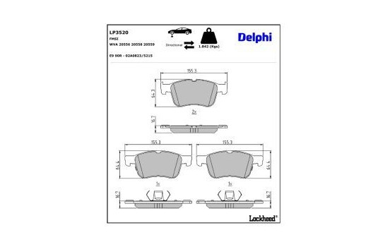 Brake Pad Set, disc brake LP3520 Delphi, Image 3