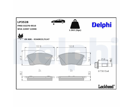 Brake Pad Set, disc brake LP3528 Delphi