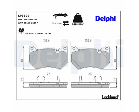 Brake Pad Set, disc brake LP3529 Delphi, Image 2