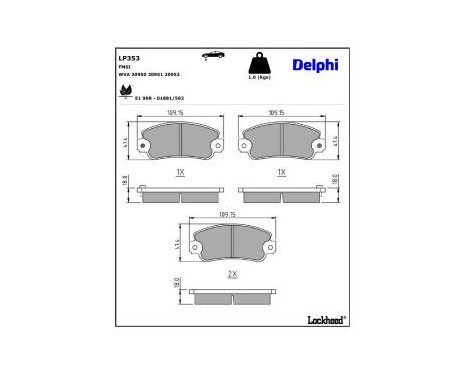 Brake Pad Set, disc brake LP353 Delphi