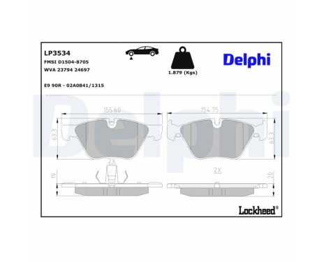 Brake Pad Set, disc brake LP3534 Delphi