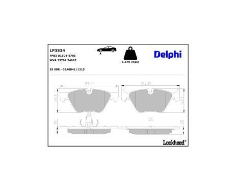 Brake Pad Set, disc brake LP3534 Delphi, Image 3