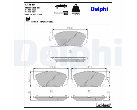 Brake Pad Set, disc brake LP3535 Delphi, Image 4